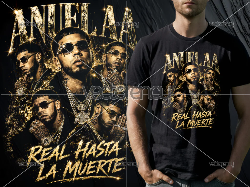 Anuel AA PNG DTF Printing Halftone Raster