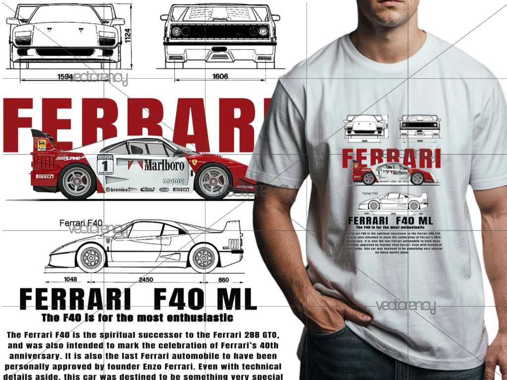 Ferrari F40 ML PNG Shirt Design