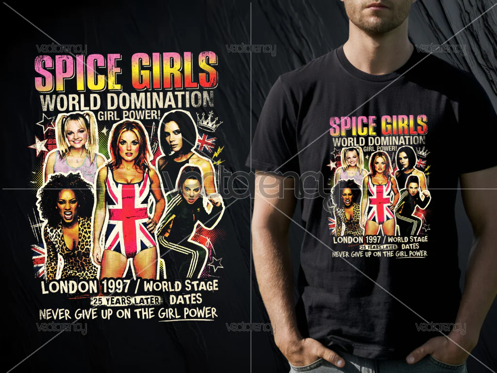 Spice Girls PNG File Vintage T-Shirt Design DTF Print Halftone