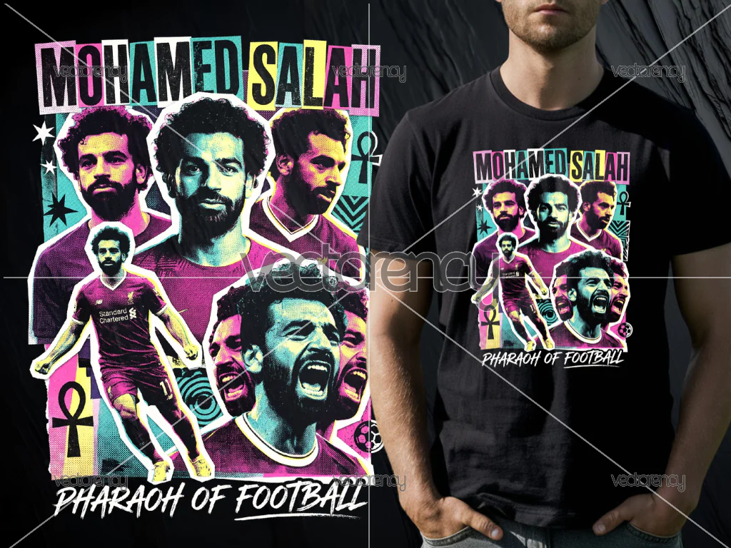Mohamed Salah Halftone Raster Design PNG for DTF DTG Printing