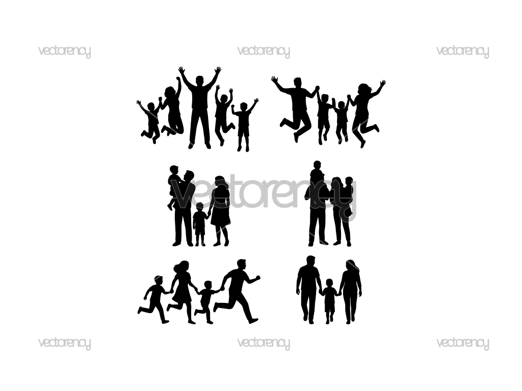 Happy Family SVG Silhouette Vector