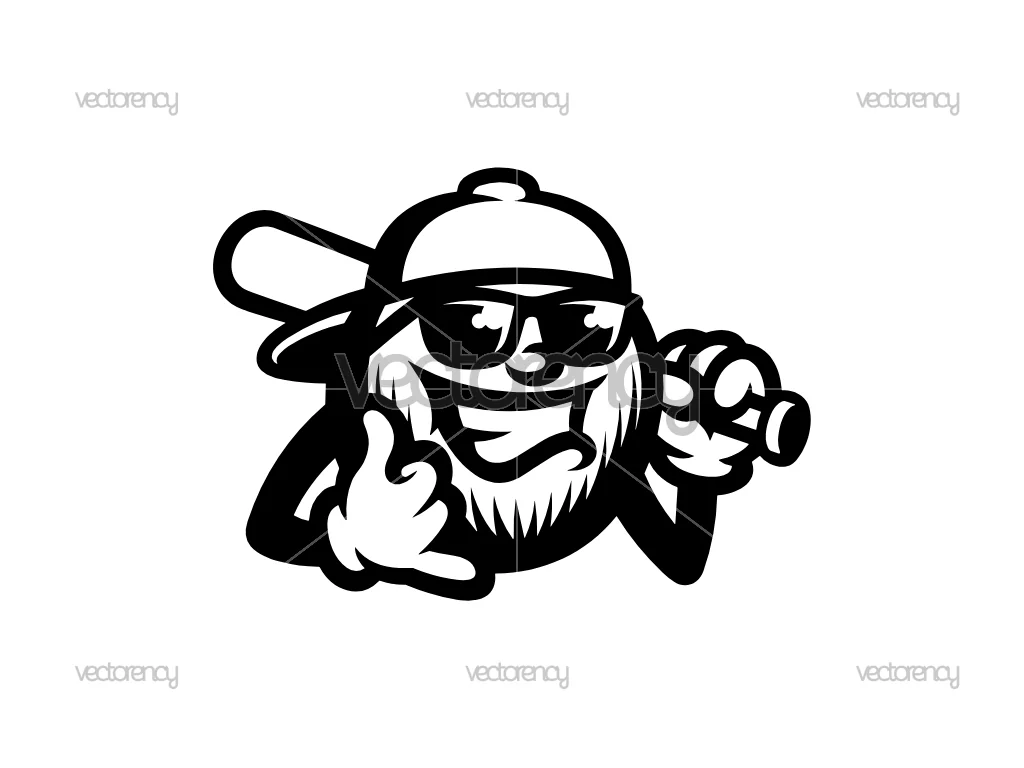Loco Beach Coconuts Baseball Team Logo Black and White