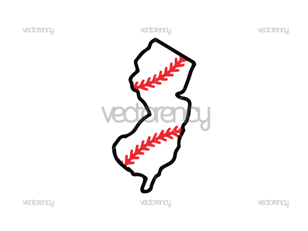 New Jersey Outline Baseball SVG PNG
