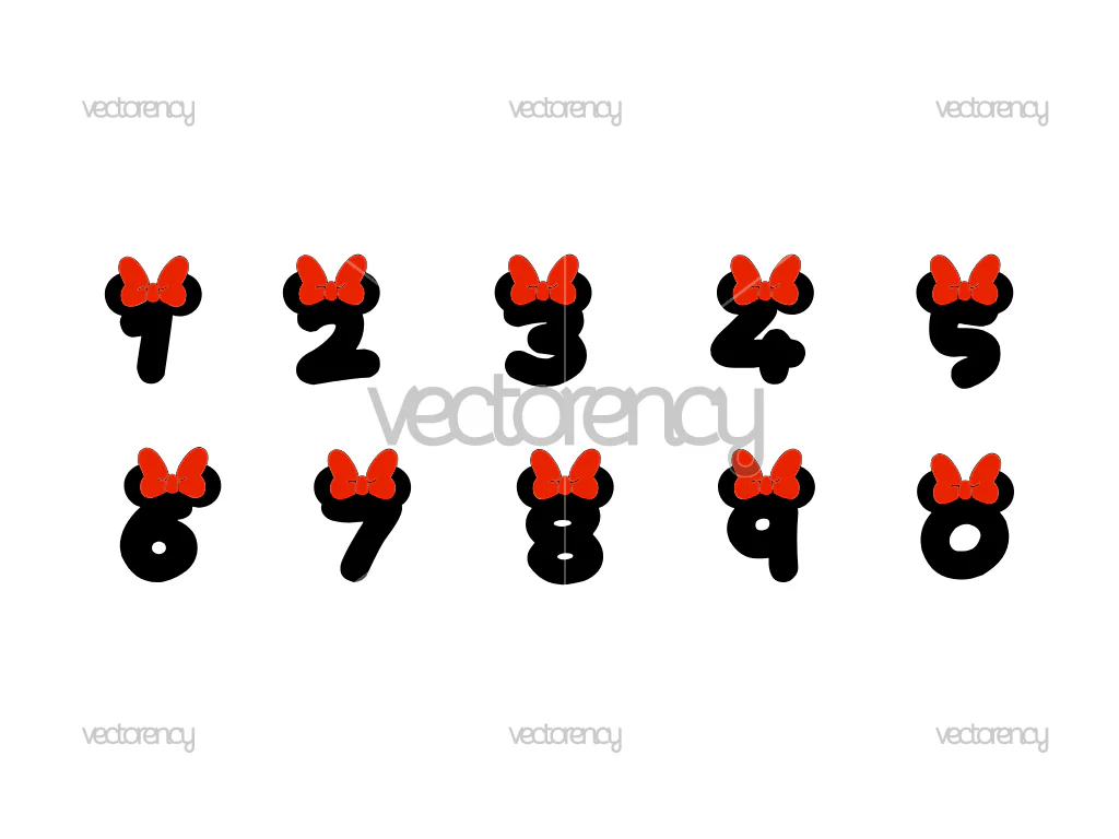 Minnie Mouse Number SVG PNG EPS Download