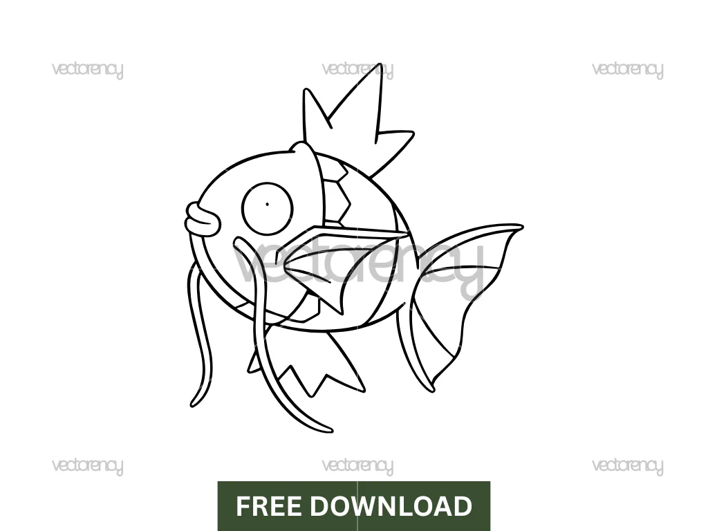 Magikarp Pokémon Outline Vector SVG Stock Free Download