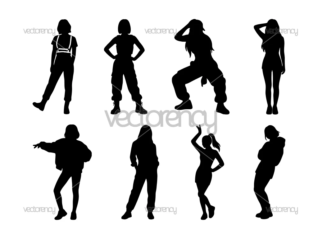 Huntrix Kpop Demon Hunters Silhouette Vector Clipart Image PNG SVG