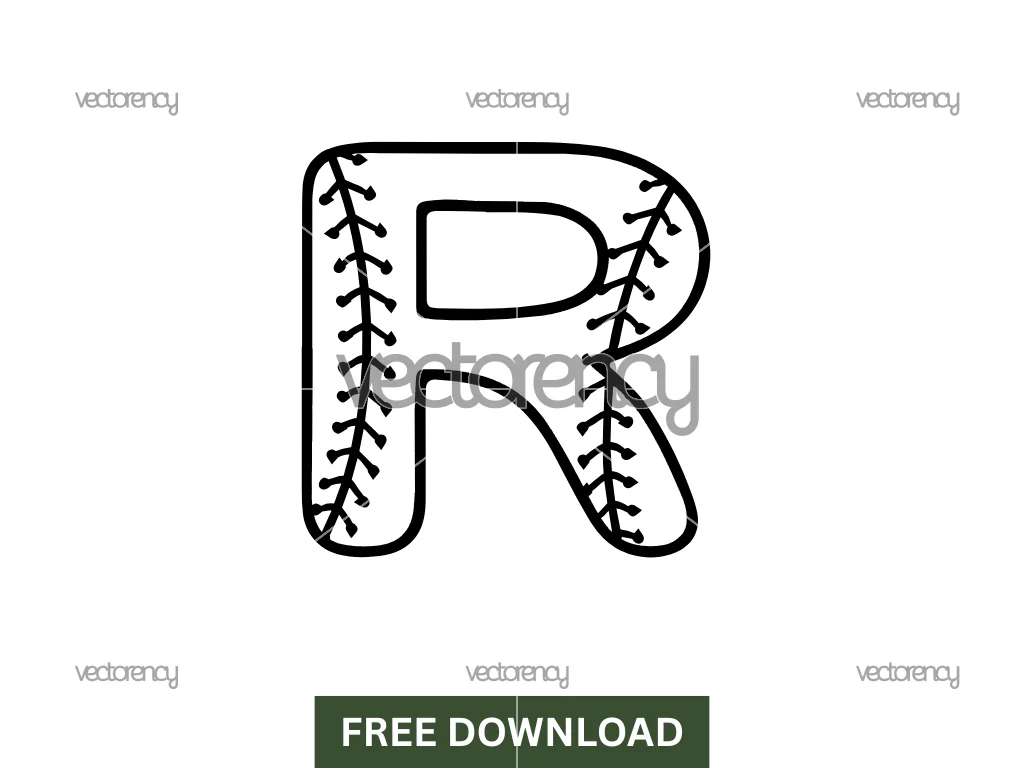 Baseball Alphabet Sport Letter R SVG Free