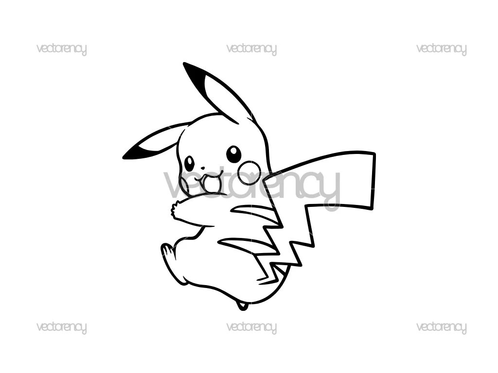 Pikachu DXF Outline SVG PNG EPS