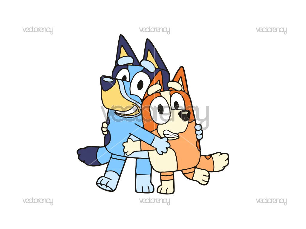 Bluey and Bingo Hug Image SVG PNG EPS DXF