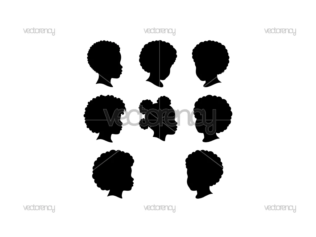 African American Kids Silhouette SVG Image Afro Face