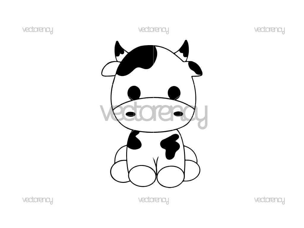 Cute Cow SVG Clipart Outline