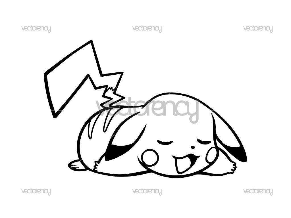 Cute Pikachu Sleep SVG Vector DXF PNG