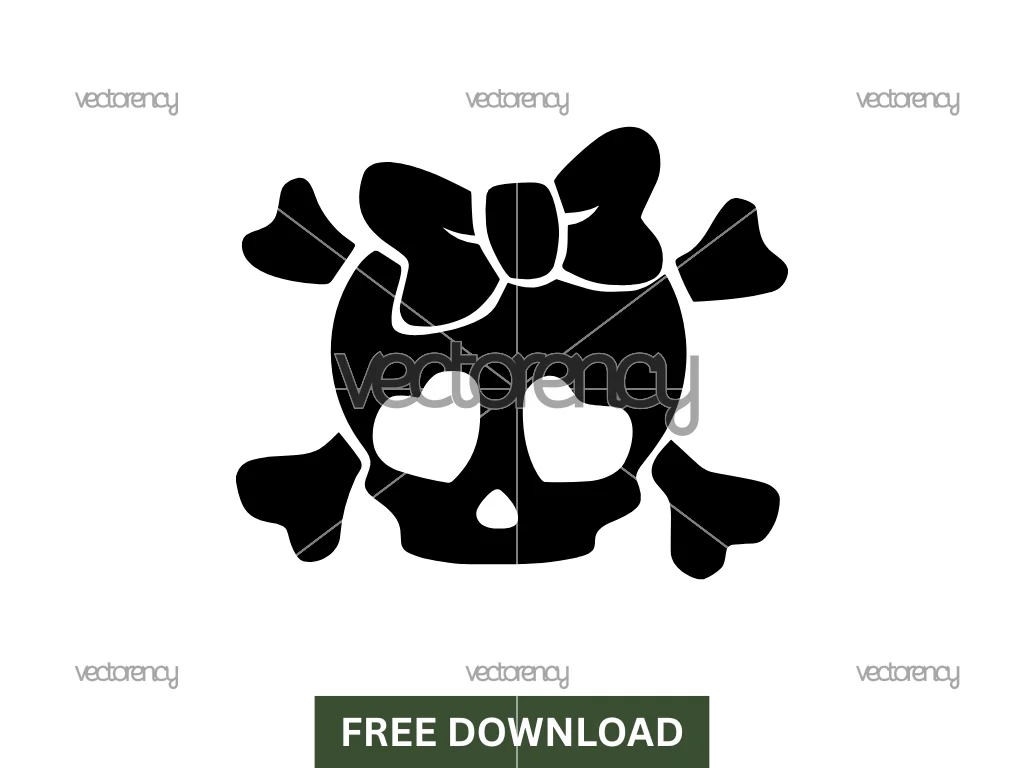 Cute Skull with Bow SVG Cut File Free