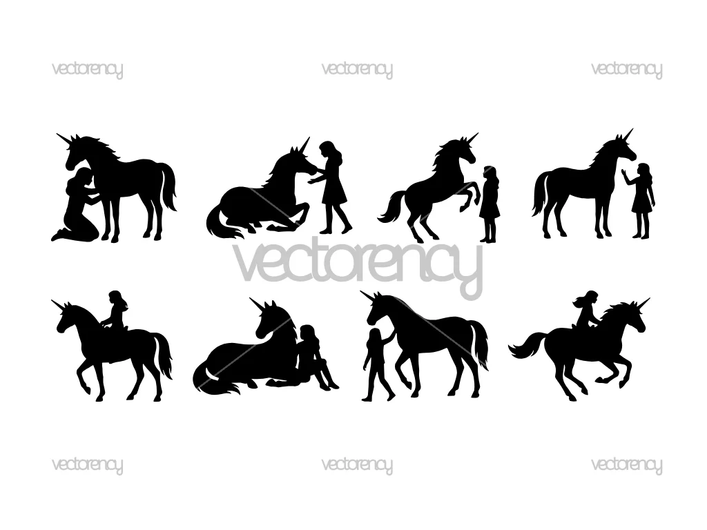 Unicorn Academy Silhouette Vector SVG Image