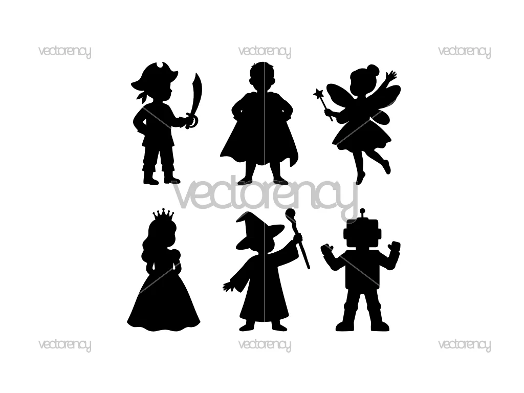 Kids Party Costume Silhouette Superhero, Fairy, Princess and More