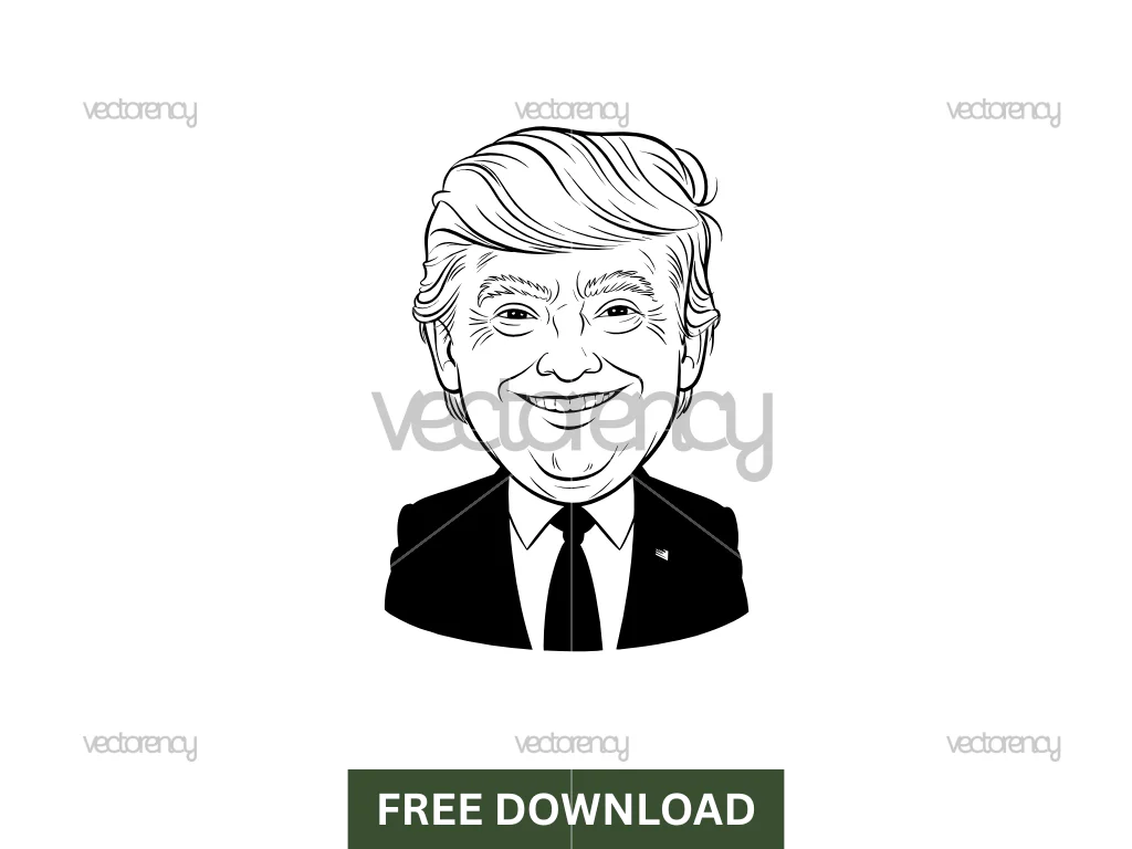 Free Donald Trump Funny Cartoon Outline