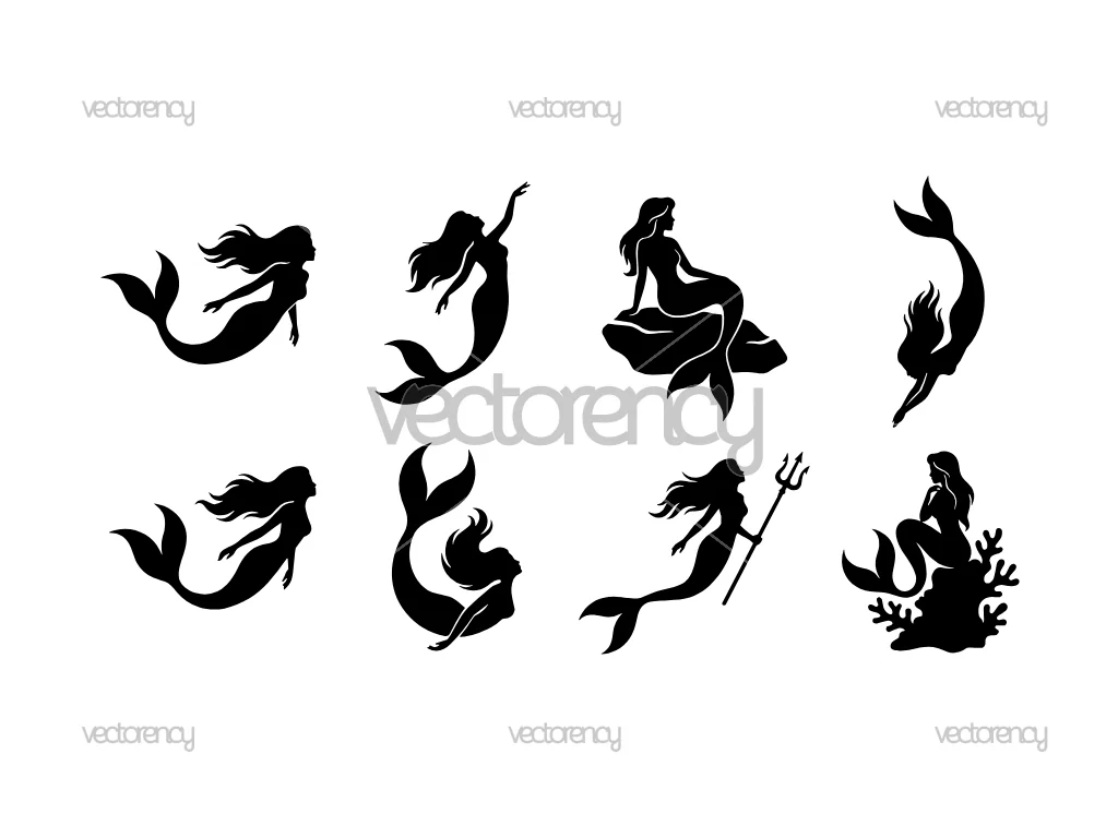 Mermaid Silhouette Vector SVG