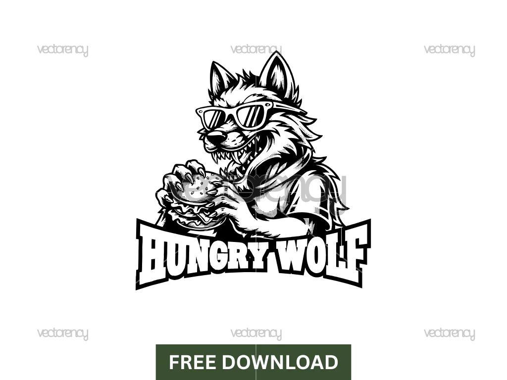 Retro 90s Vintage Wolf Vector Free