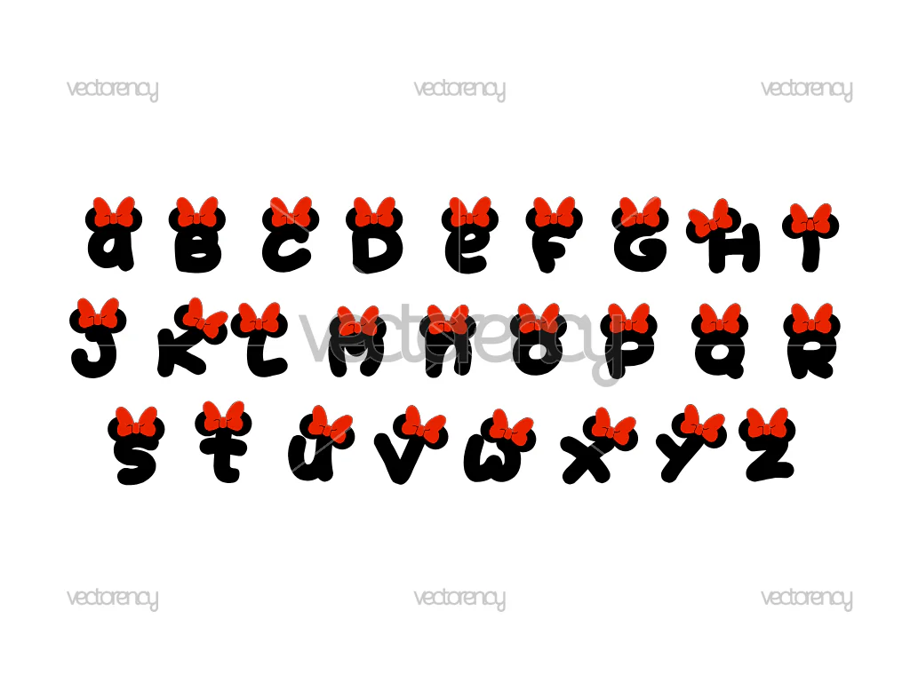 Minnie Mouse Alphabet SVG PNG EPS Download Disney Font