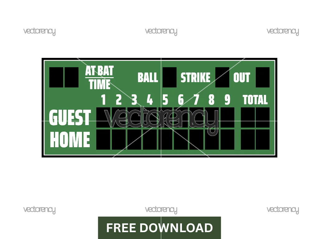 Baseball Game Scoreboard SVG Free