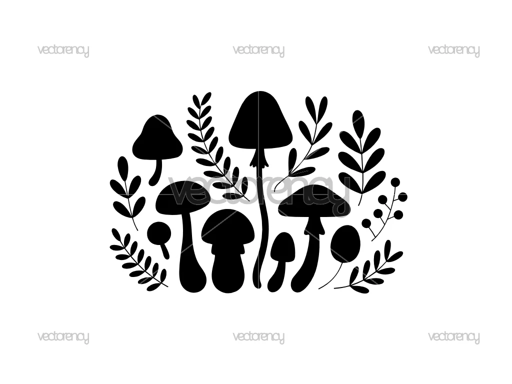 Whimsical Forest Mushrooms SVG