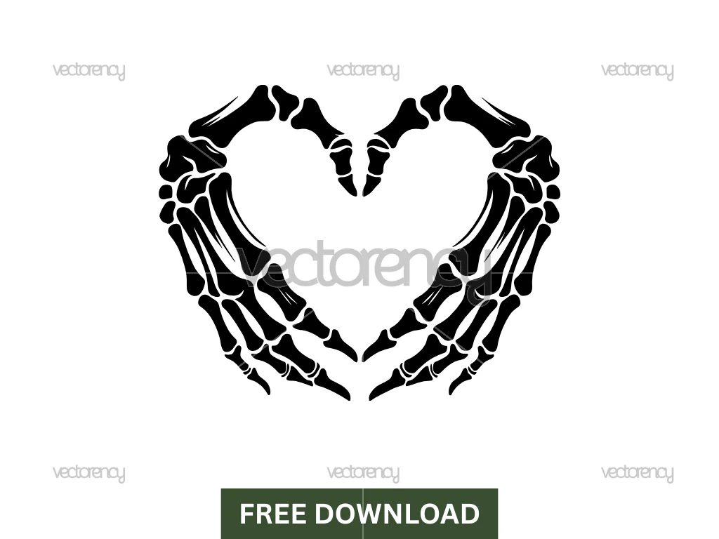 Skeleton Hands Heart Shape SVG Free
