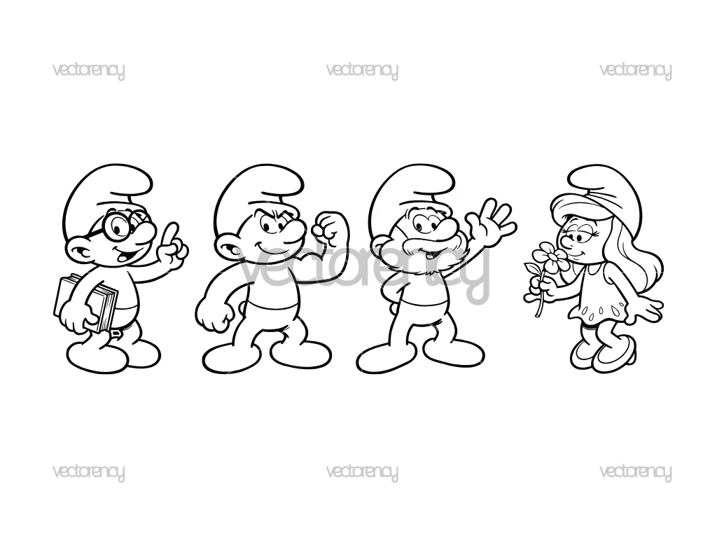 Smurfs SVG Outline PNG Image Transparent