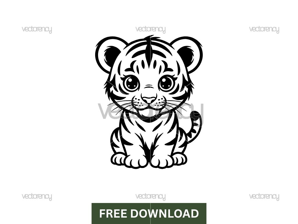 Cute Chibi Baby Tiger Vector Free