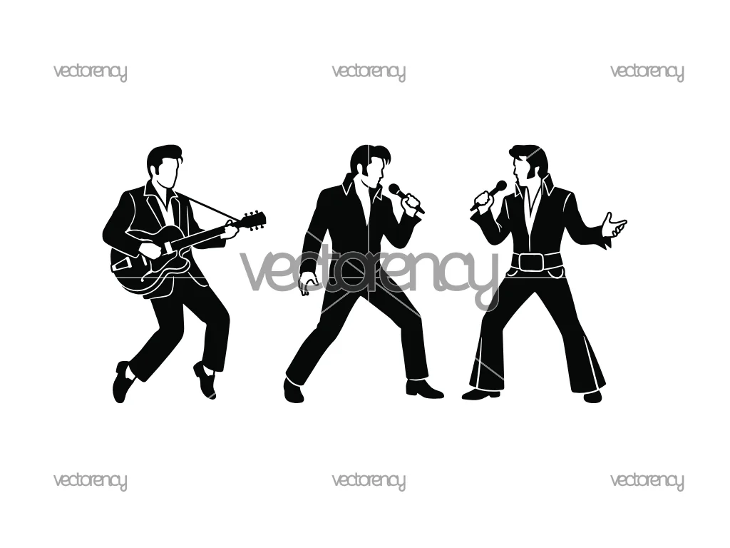 Elvis Presley Silhouette SVG Cut Files Vector Cricut