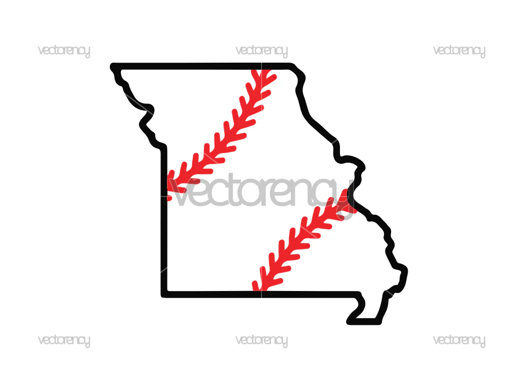 Missouri Map SVG Baseball Stitch Vector