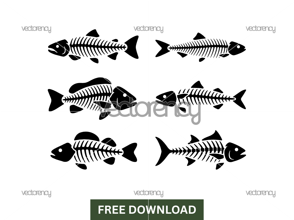 Fishbone Silhouette SVG Vector