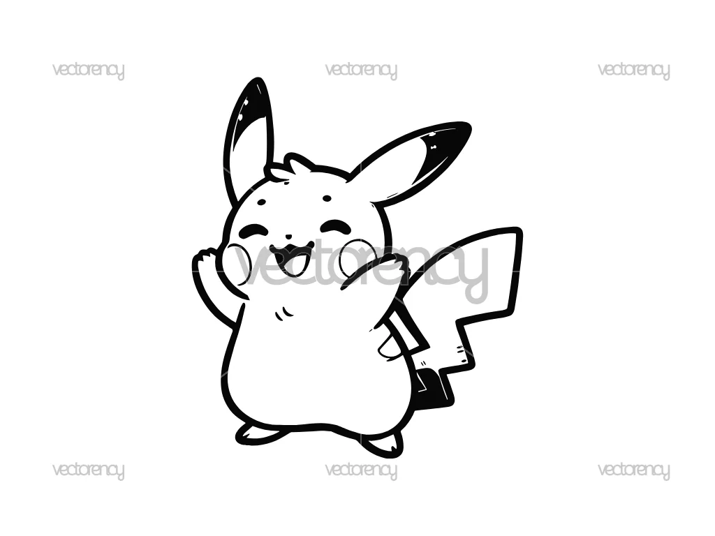 Pikachu Happy Pokémon Outline Clipart Free Download
