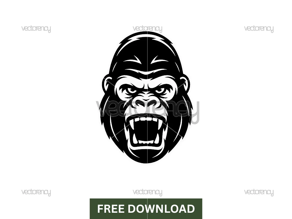 Angry Gorilla Head SVG Free Clipart