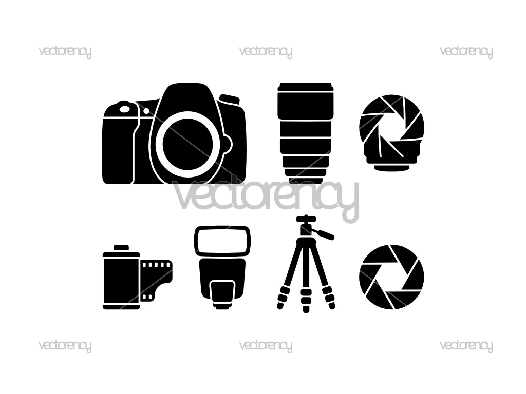 Photography SVG Camera Bodies, Lens, Aperture Icons Clipart