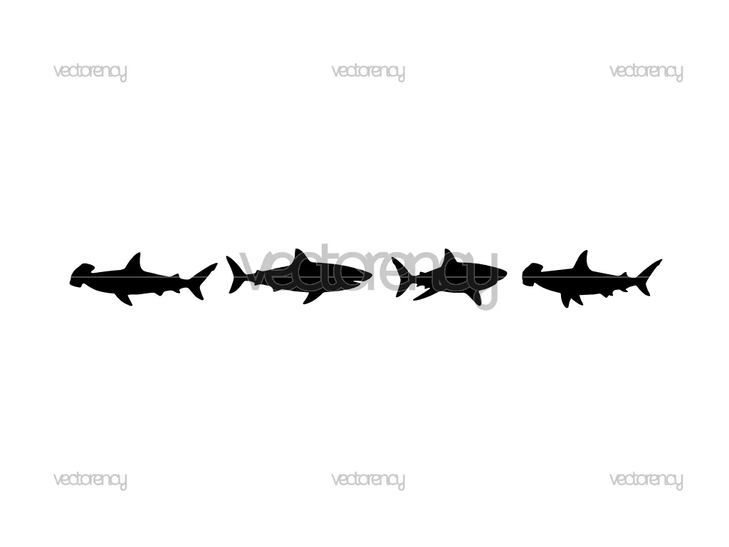 Shark Silhouettes SVG Cut Files