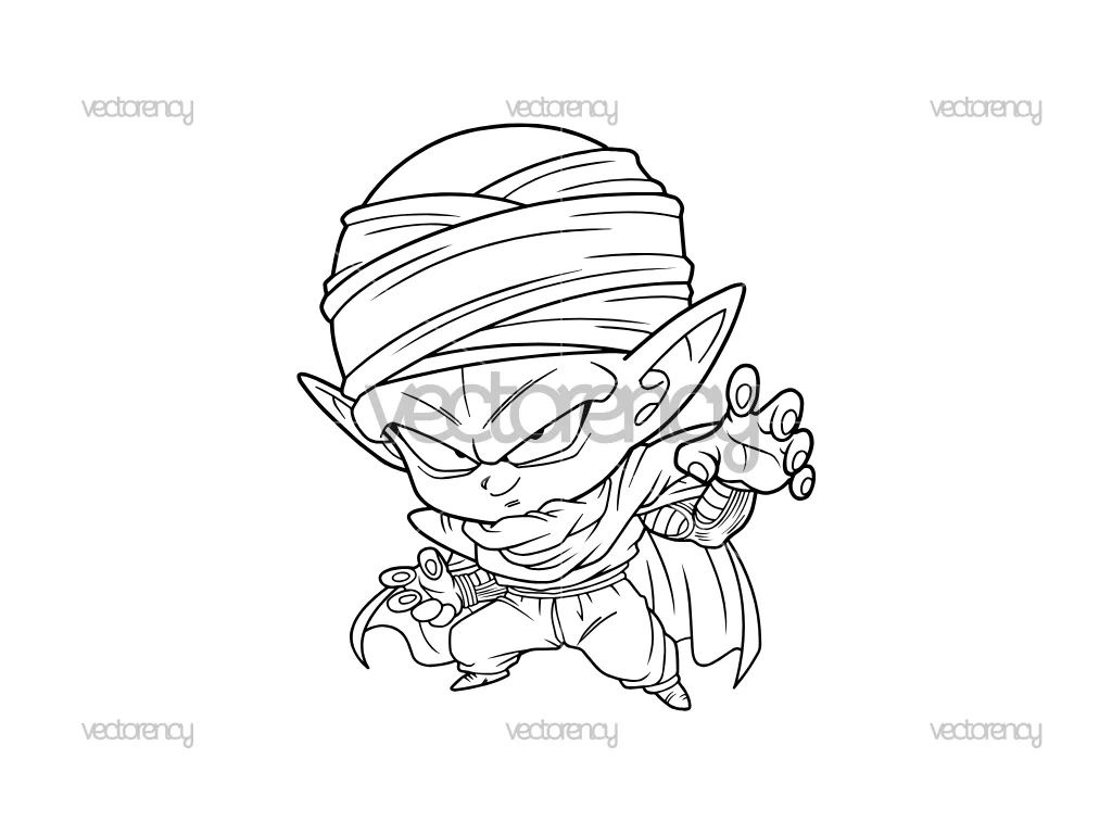 Piccolo Chibi Outline Vector Free Download