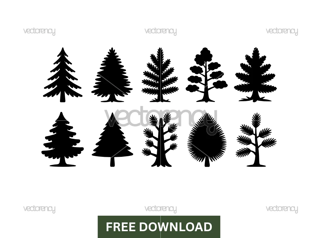 Trees Drawing Forest Silhouette SVG Free