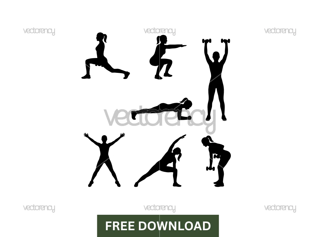 Free Female Fitness Silhouettes SVG