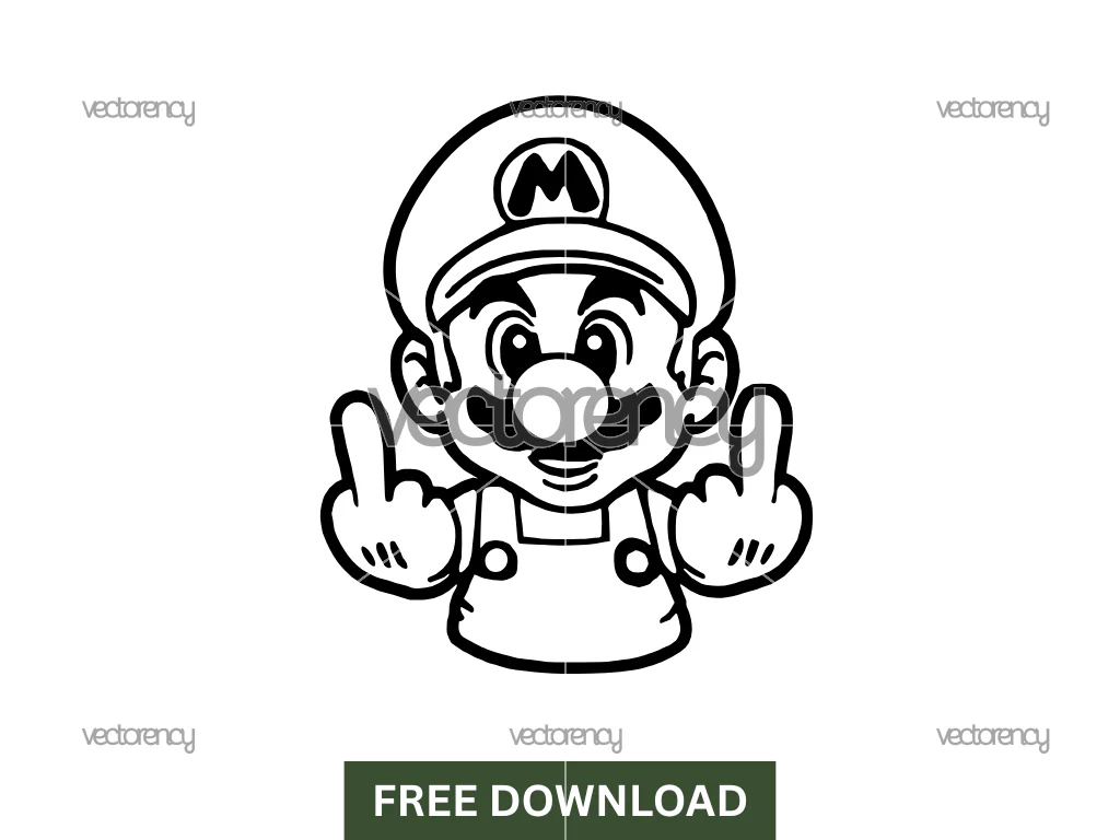 Super Mario SVG Black and White Free