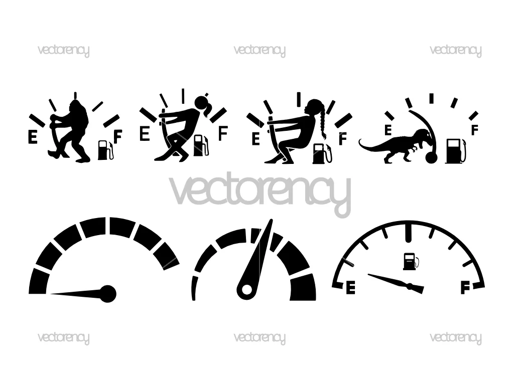 Empty Gas Tank, Speedometer SVG Bundle Cut Files Sticker