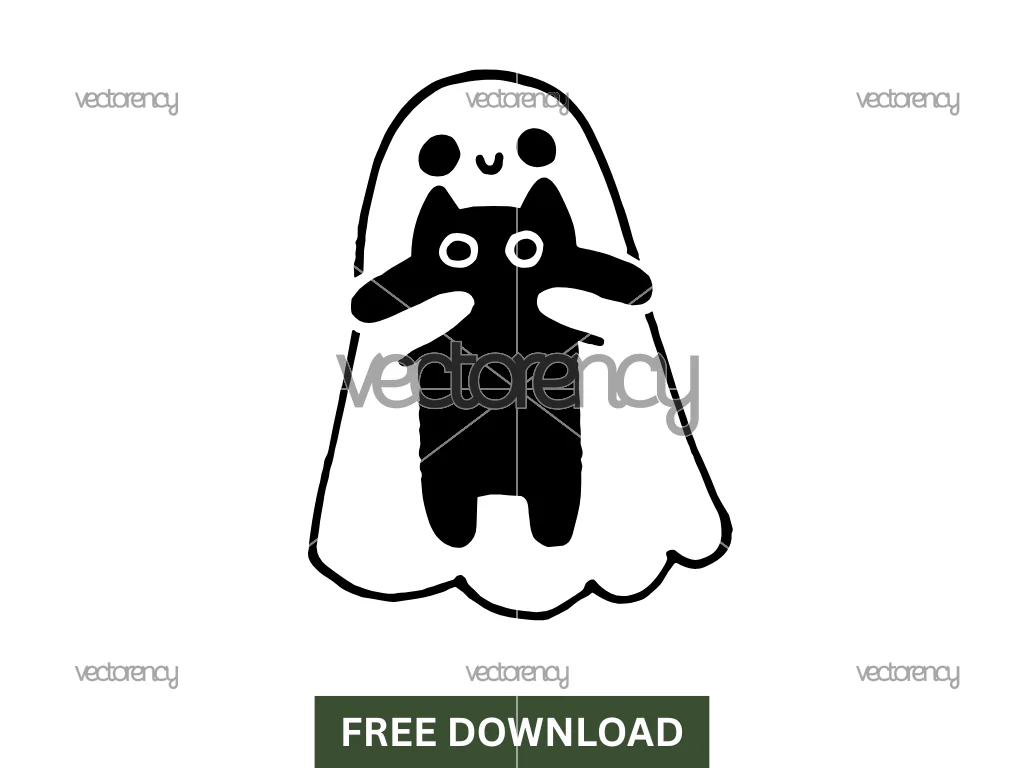 Cute Ghost With Cat SVG Free Download For Cricut