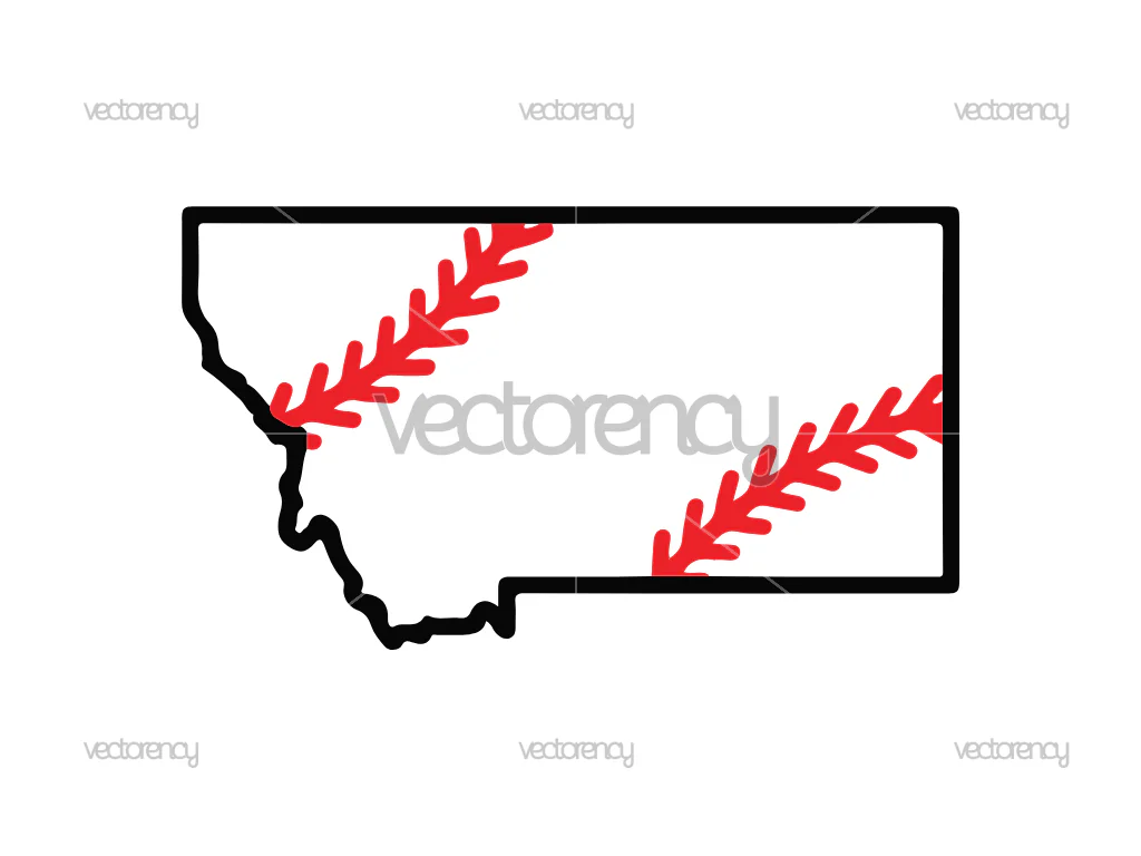 Montana Outline Baseball Map SVG Stock Download