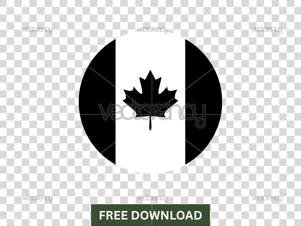 Canada Flag Black and White SVG Free