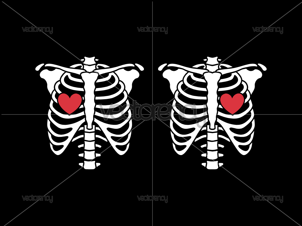 Skeleton Red Heart Print Couple SVG Shirt Design Love Valentine