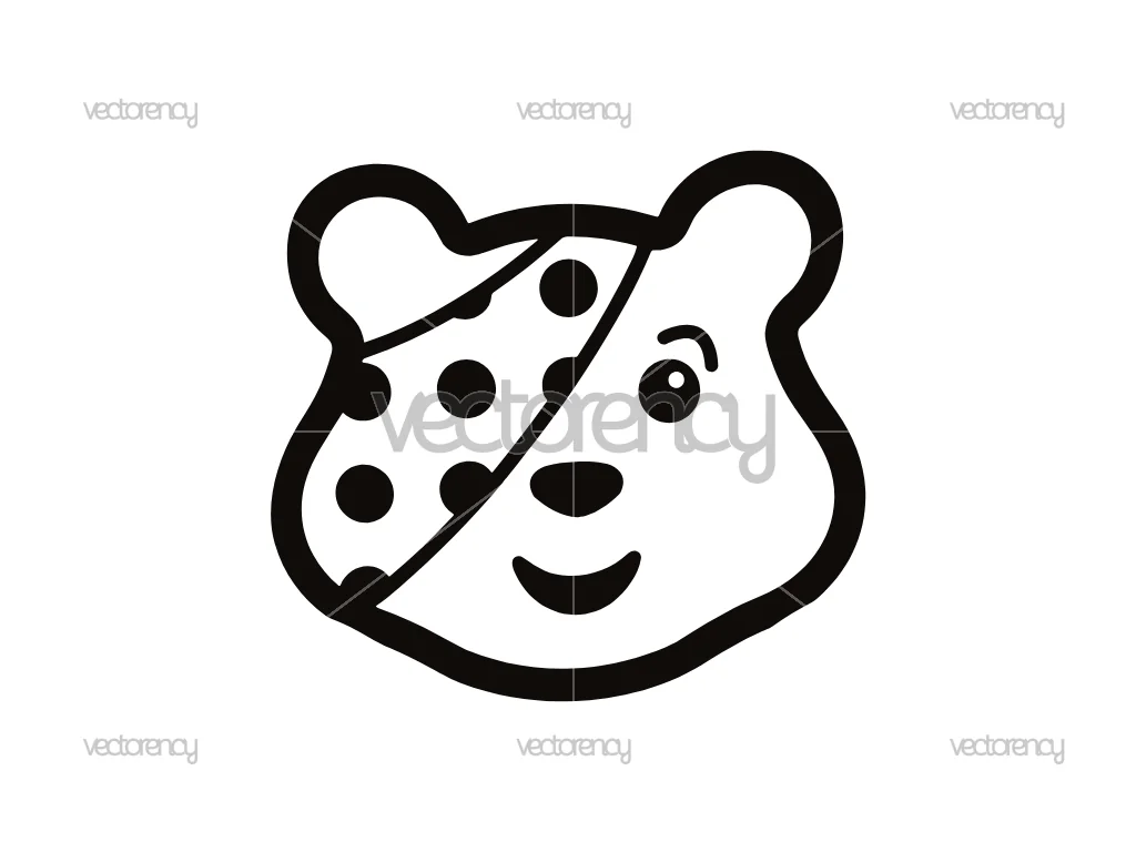Pudsey Bear Head Outline Black Vector PNG EPS DXF SVG