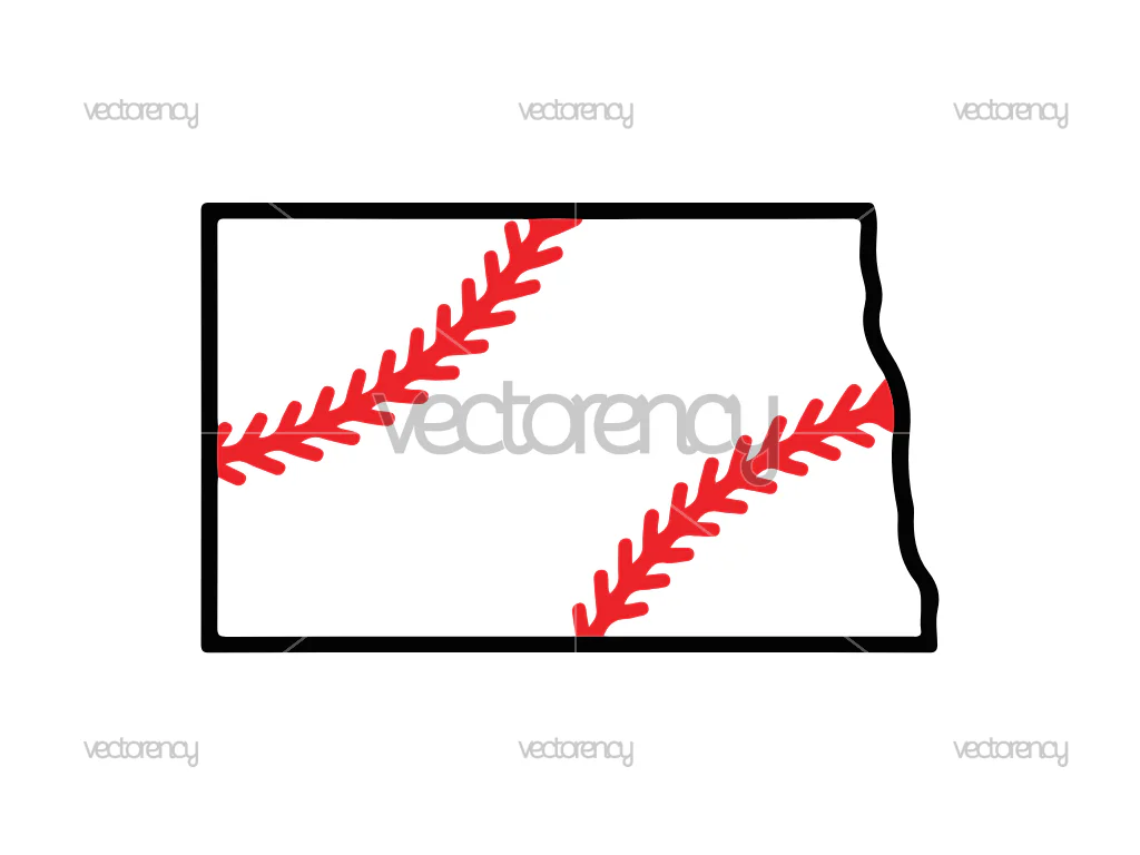 North Dakota Map Vector Baseball