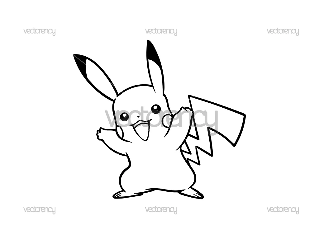 Happy Pikachu DXF Cut File SVG PNG