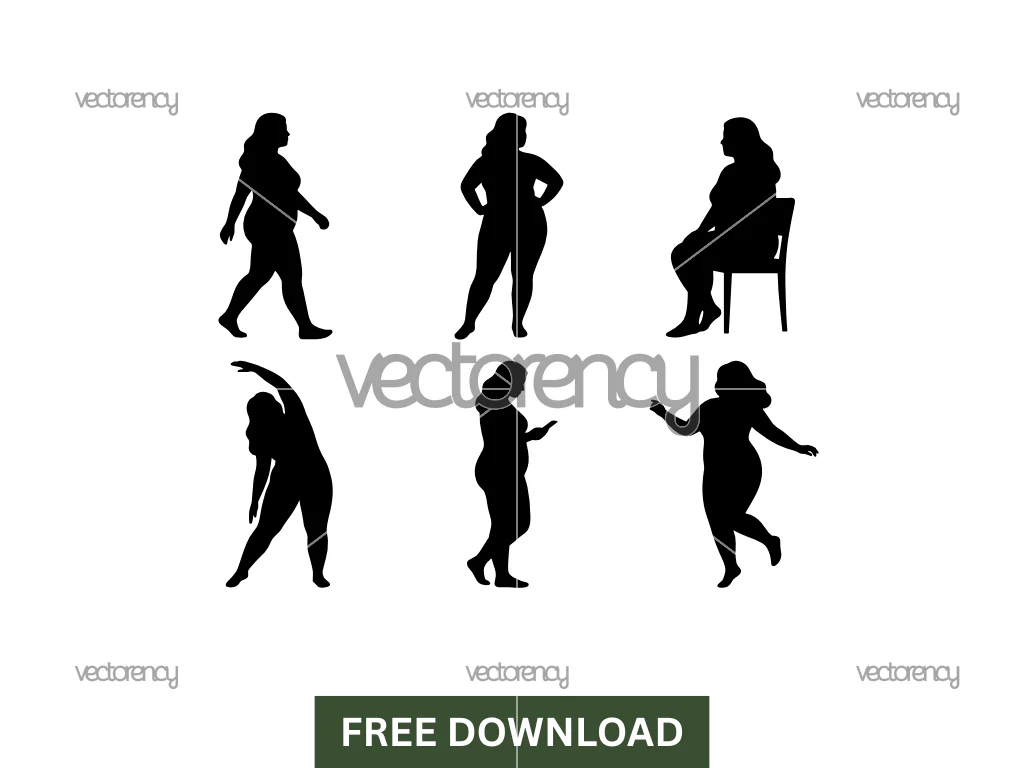 Fat Women Silhouette Vector
