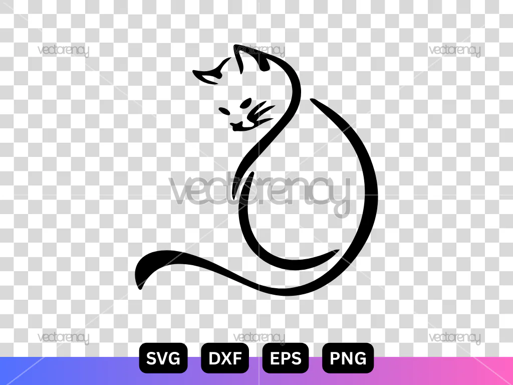 Cat Silhouette SVG Outline