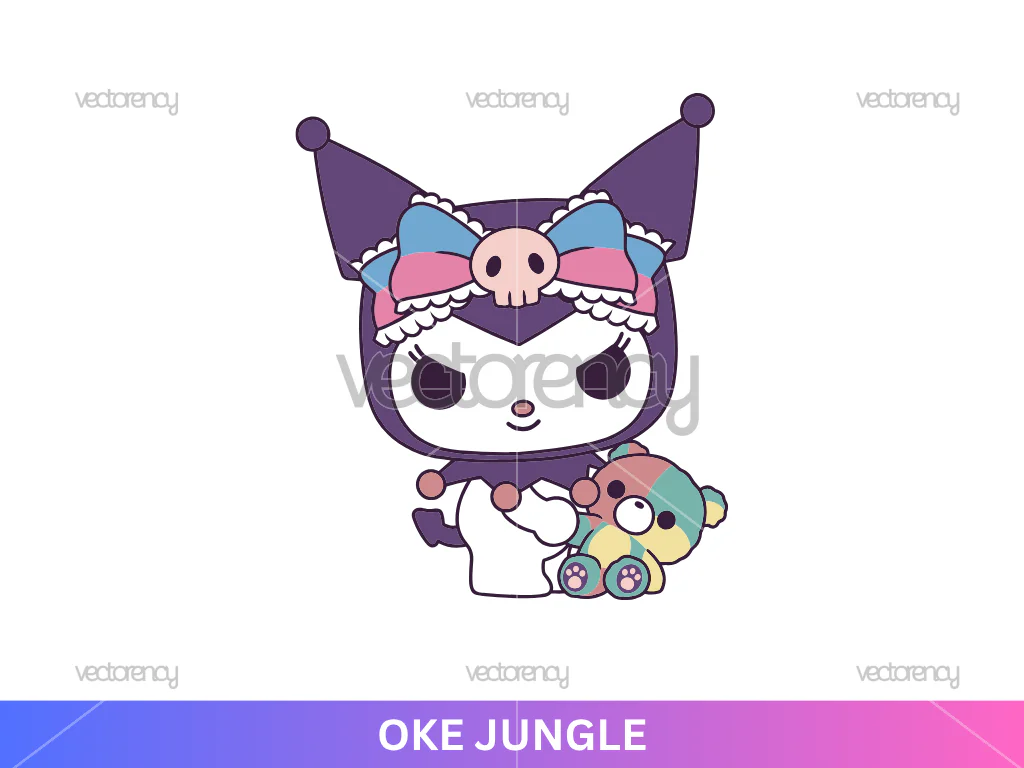 Kuromi with Bear Vector Clipart PNG